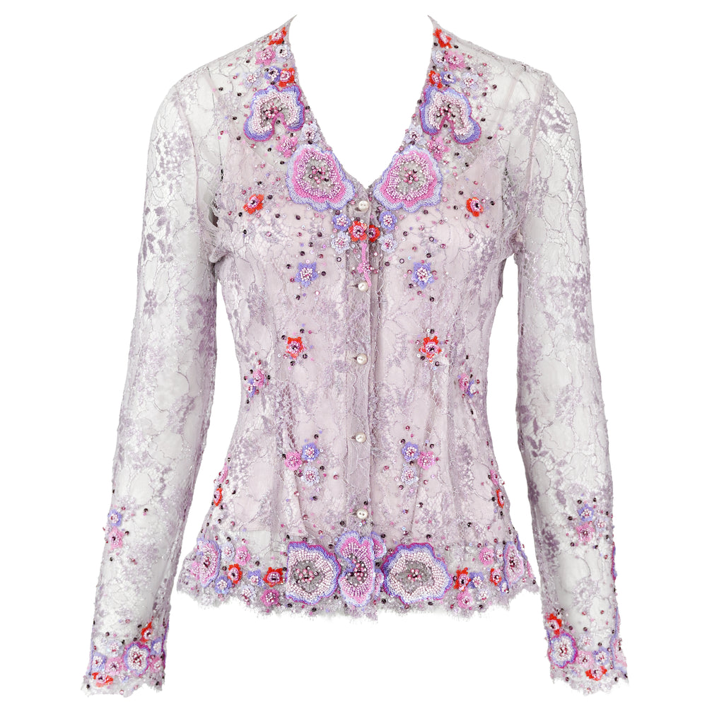 Badgley Mischa Embellished Lace Blouse
