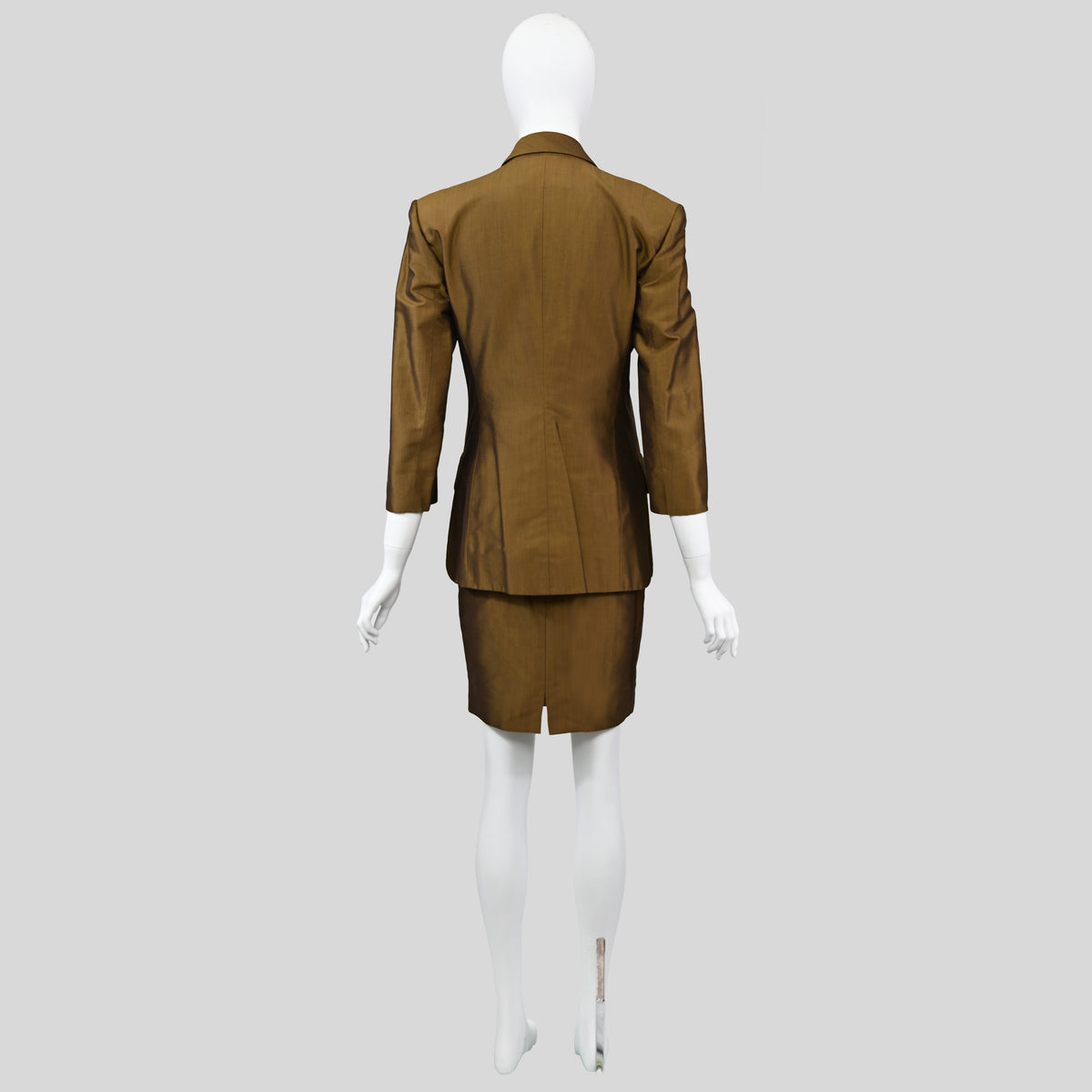 Prada SS 1990 Bronze Silk Skirt Suit