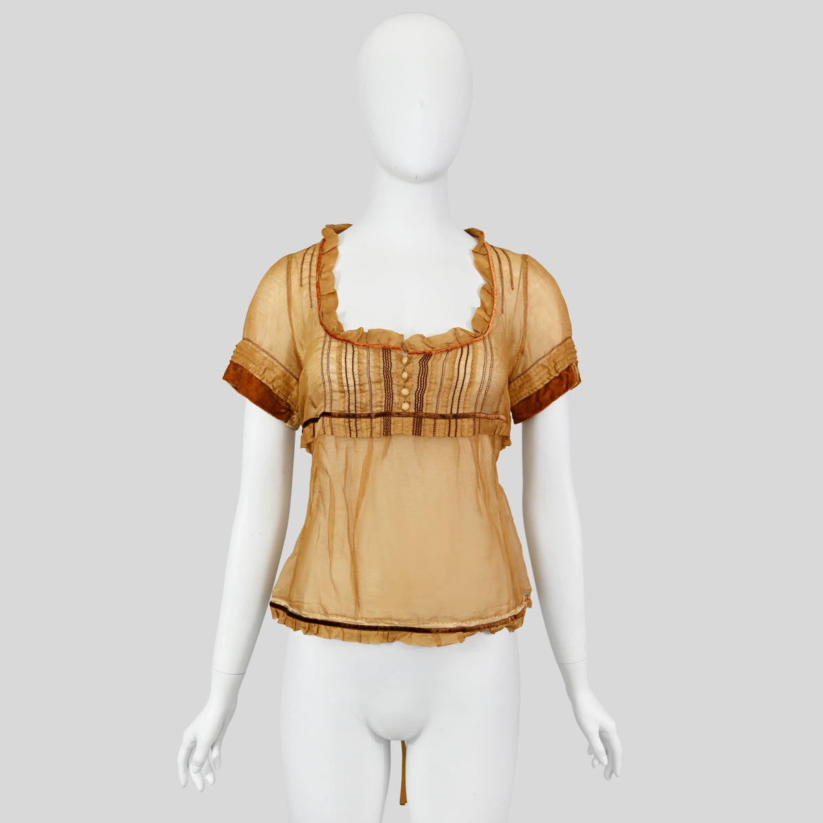Louis Vuitton 2004 Sheer Velvet Trim Top
