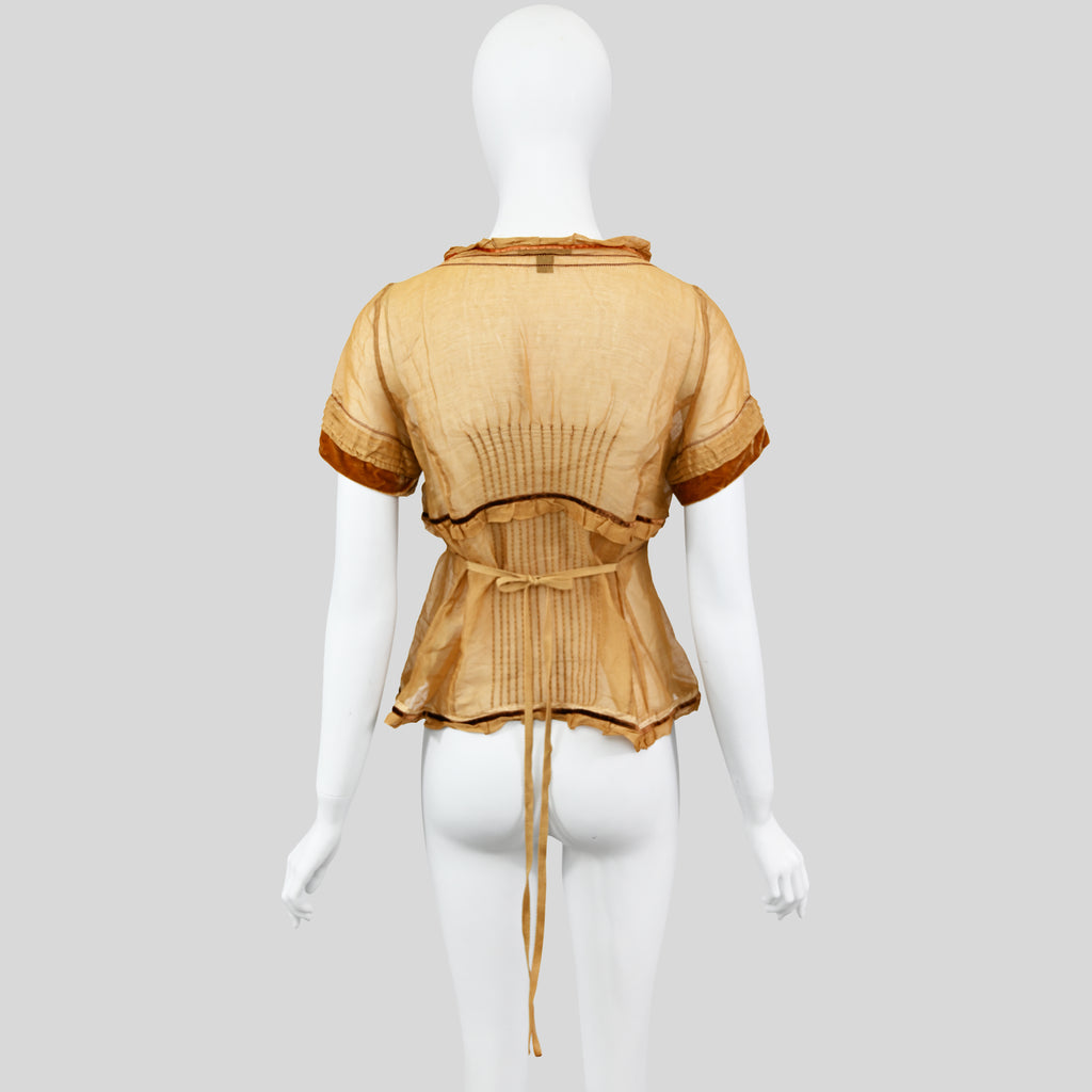 Louis Vuitton 2004 Sheer Velvet Trim Top
