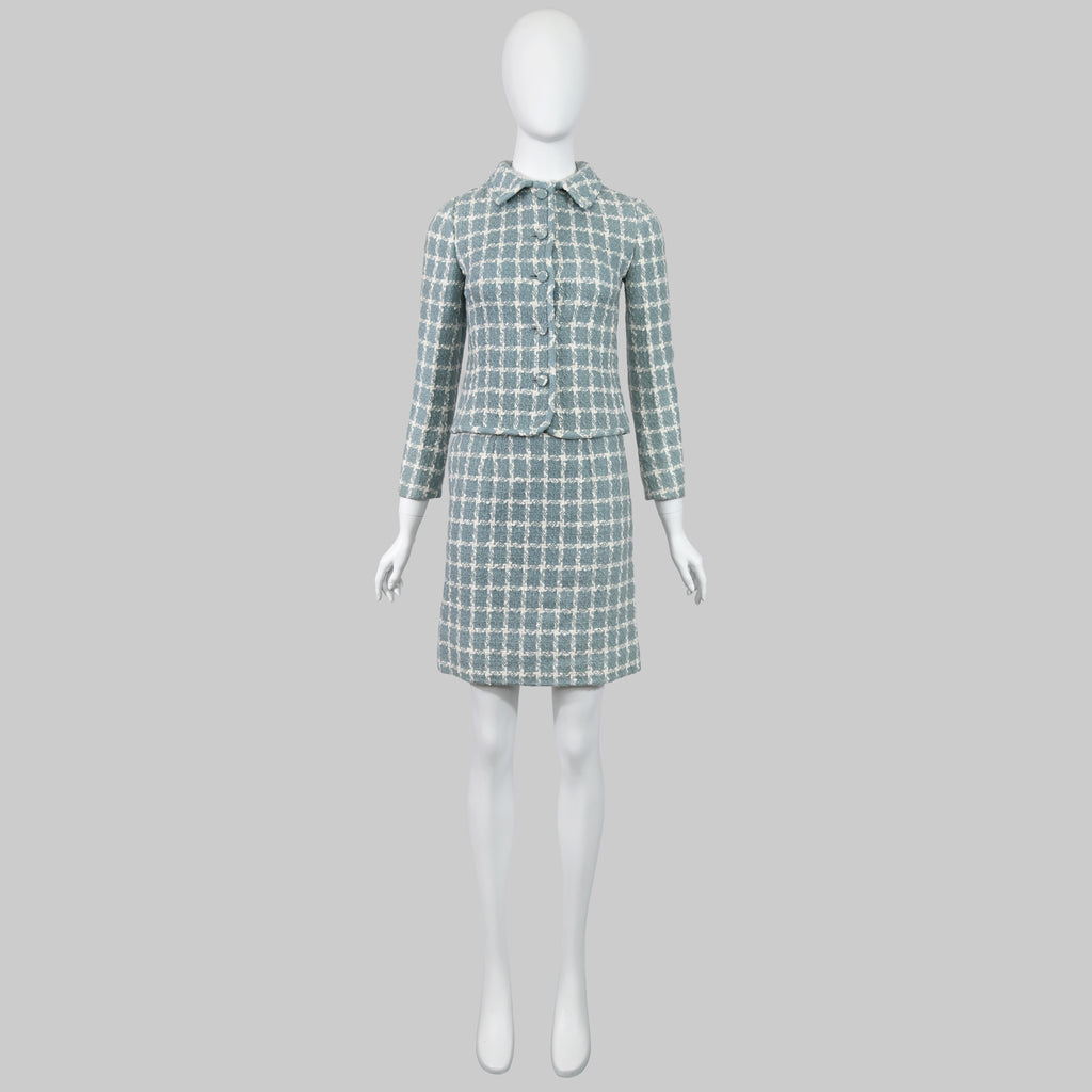 Valentino Blue Wool Checked Suit