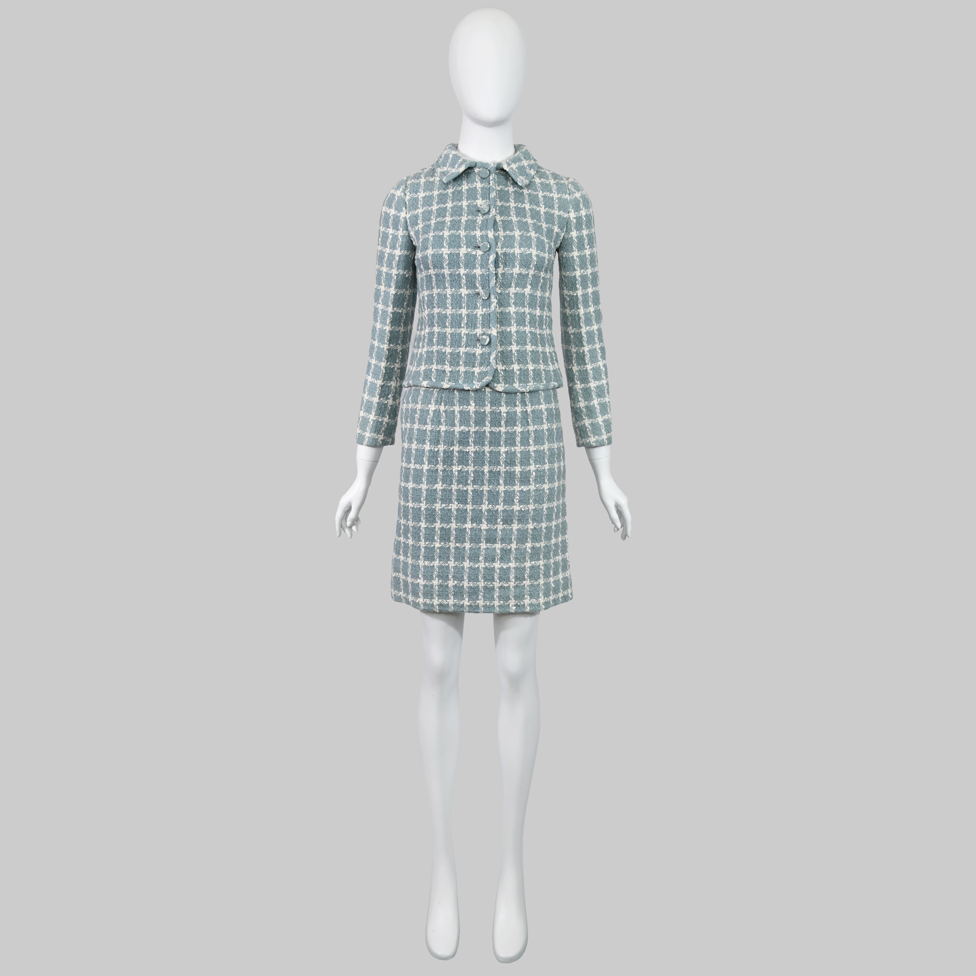 Valentino Blue Wool Checked Suit