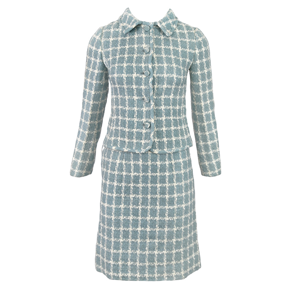 Valentino Blue Wool Checked Suit