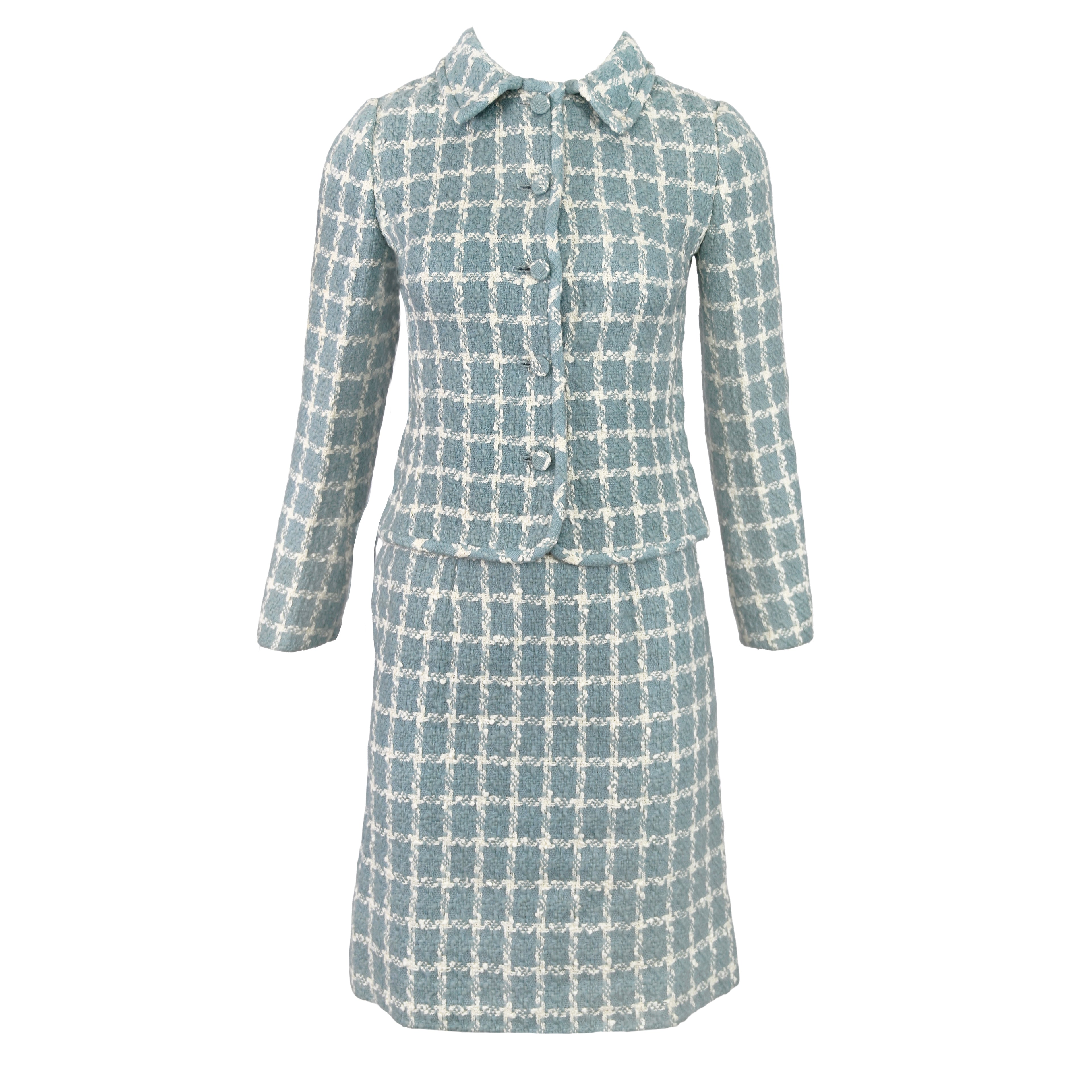 Valentino Blue Wool Checked Suit