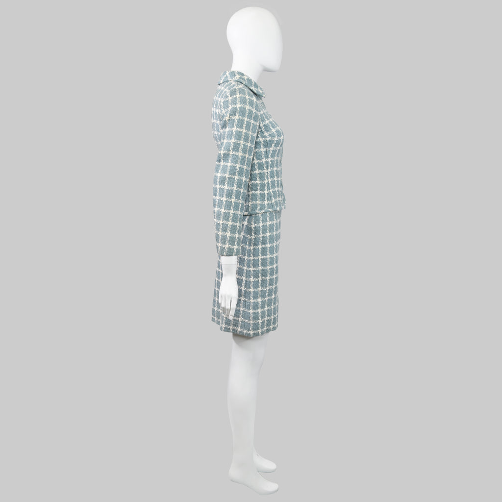 Valentino Blue Wool Checked Suit