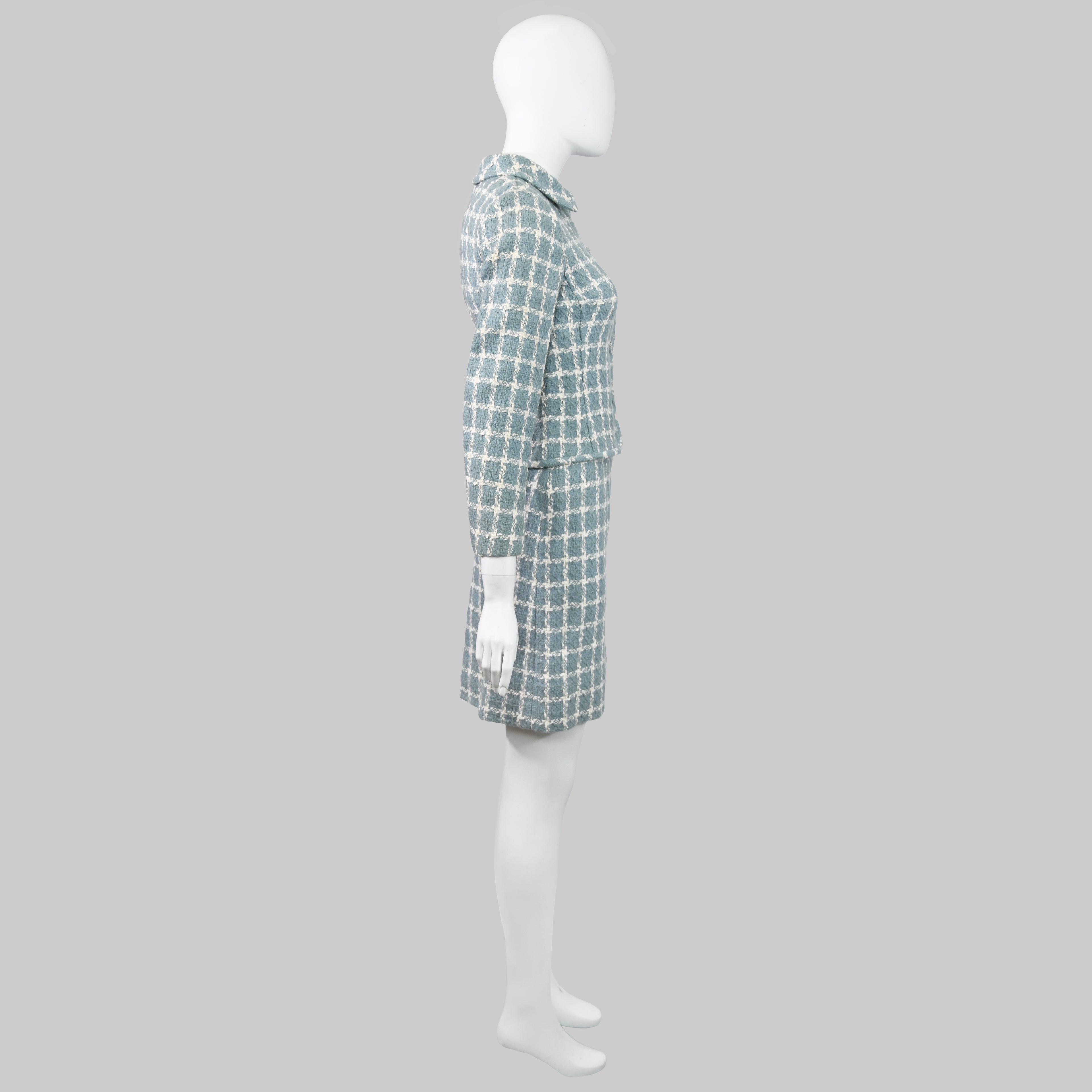 Valentino Blue Wool Checked Suit