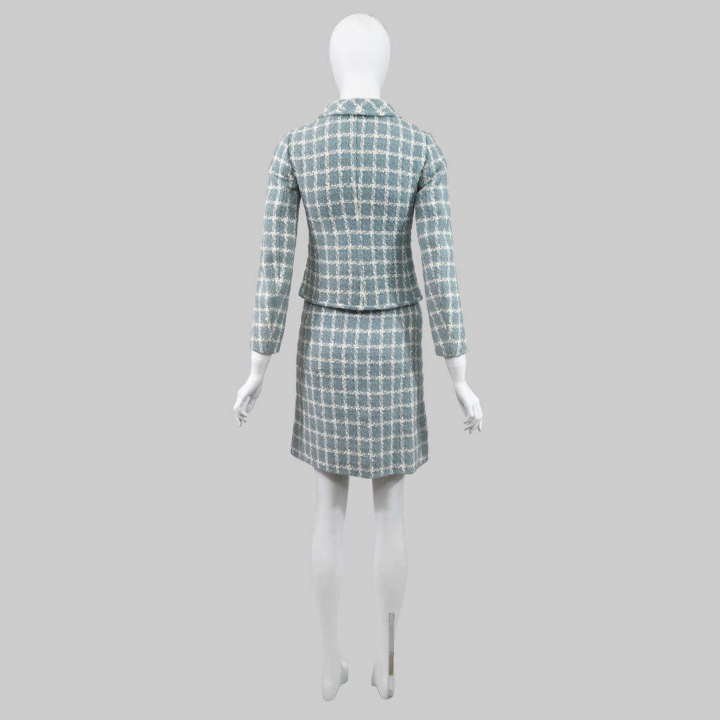 Valentino Blue Wool Checked Suit