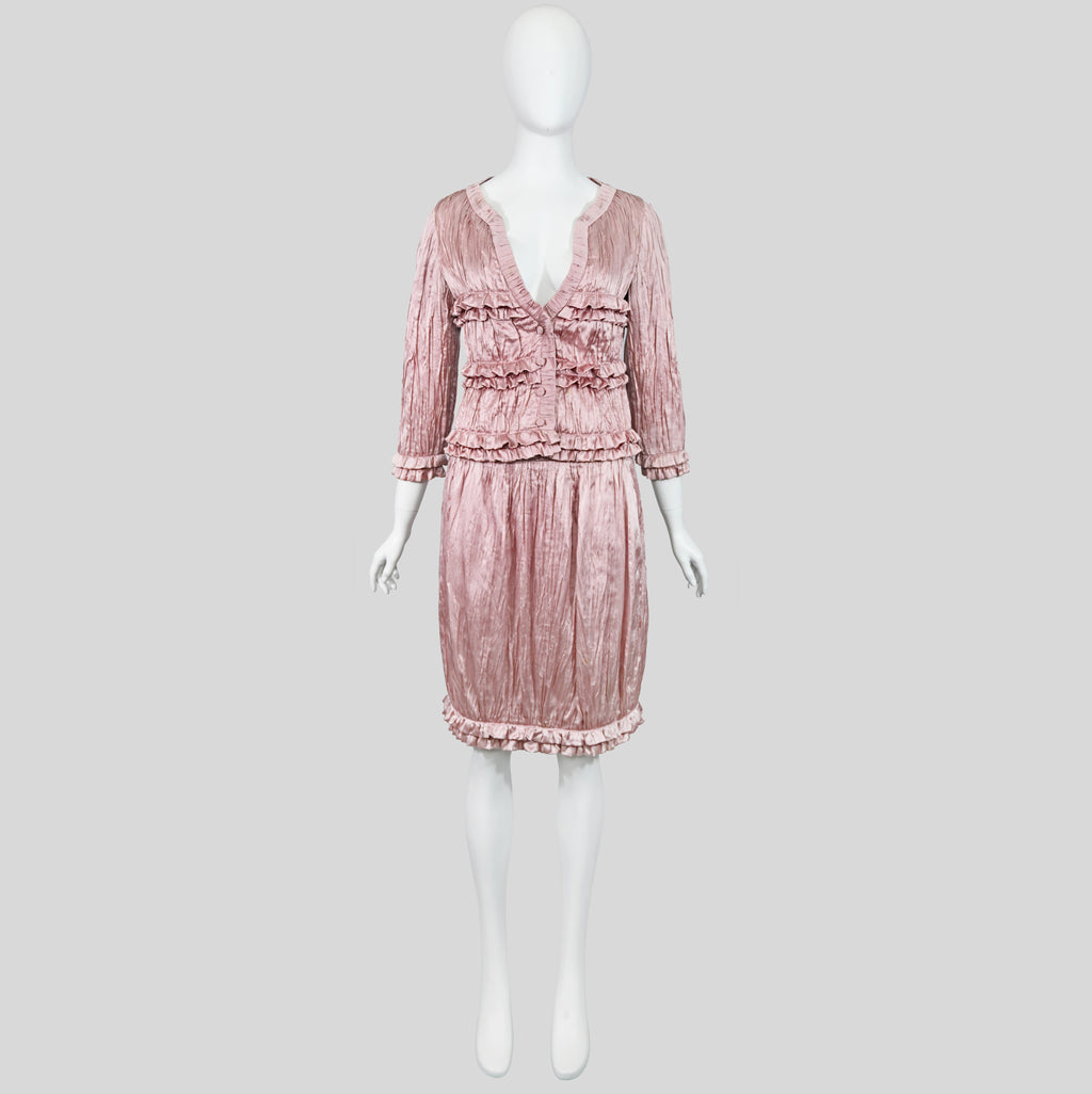 Valentino SS 2007 Pink Satin Skirt Set