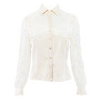 Valentino Lace Silk Blouse w Pearl Buttons
