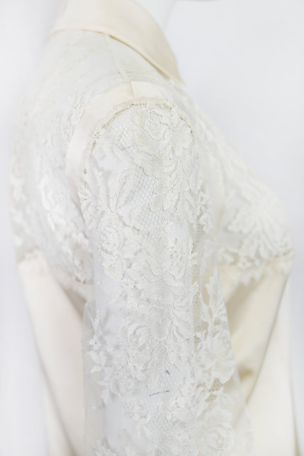 Valentino Lace Silk Blouse w Pearl Buttons