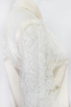 Valentino Lace Silk Blouse w Pearl Buttons