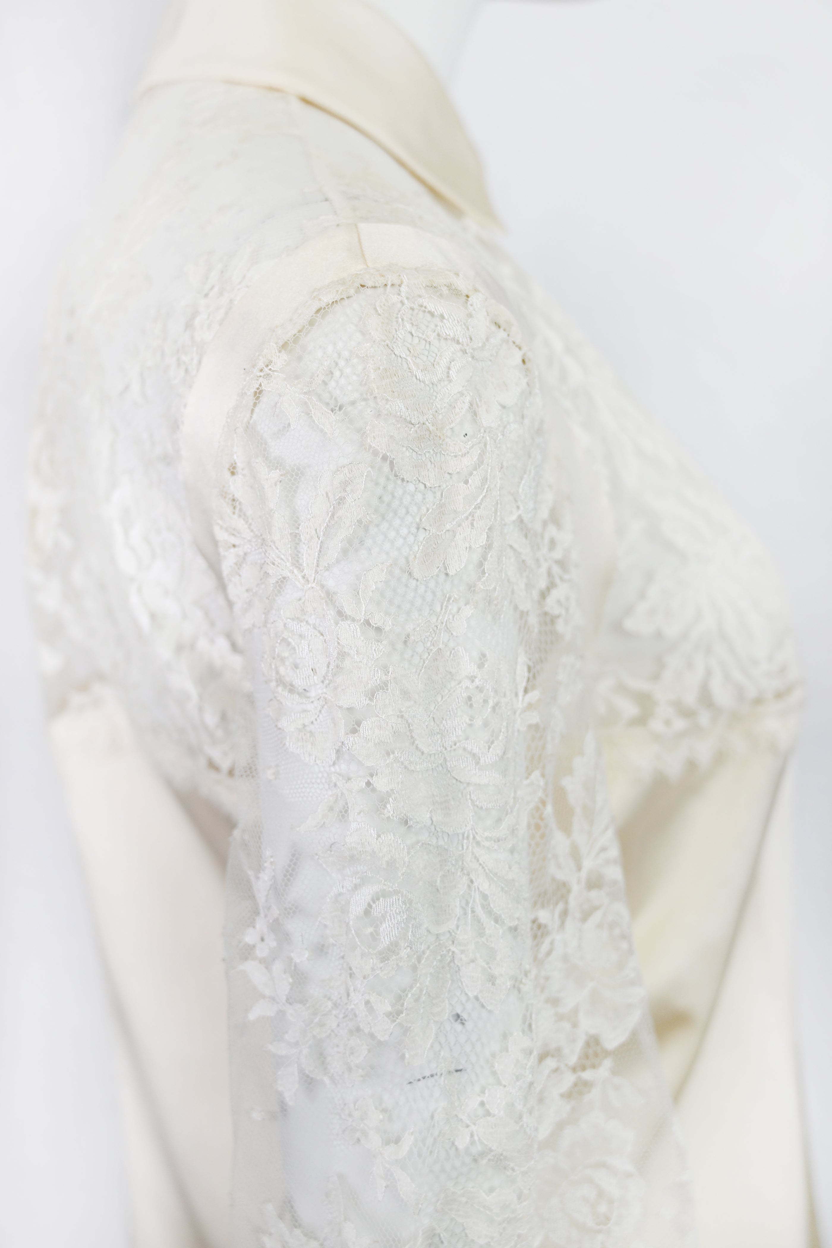 Valentino Lace Silk Blouse w Pearl Buttons