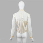 Valentino Lace Silk Blouse w Pearl Buttons
