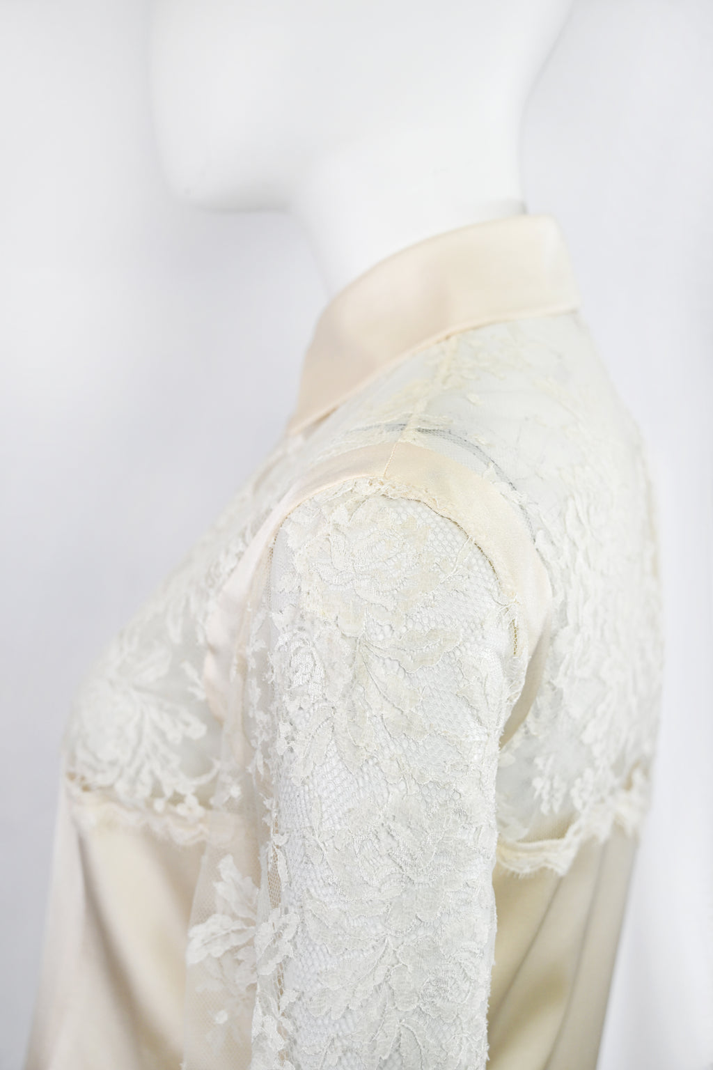 Valentino Lace Silk Blouse w Pearl Buttons