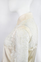 Valentino Lace Silk Blouse w Pearl Buttons