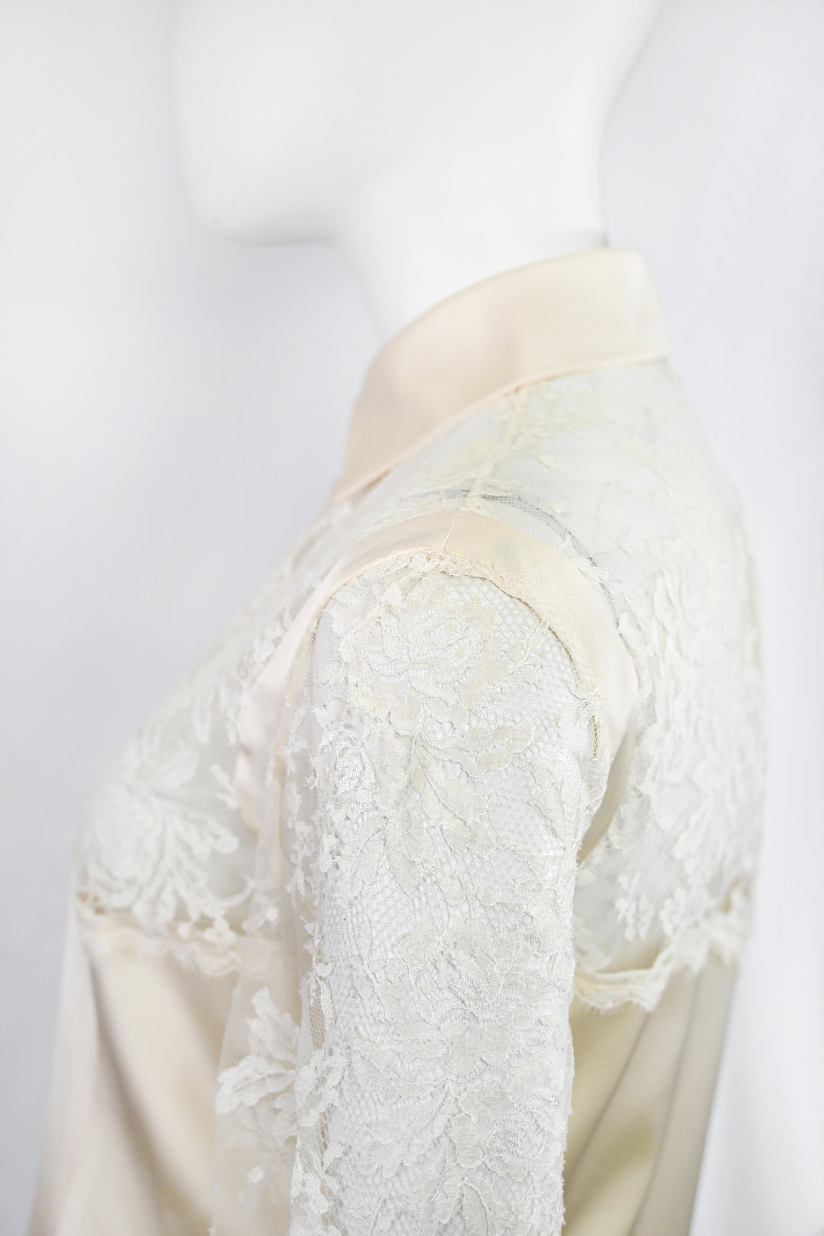 Valentino Lace Silk Blouse w Pearl Buttons