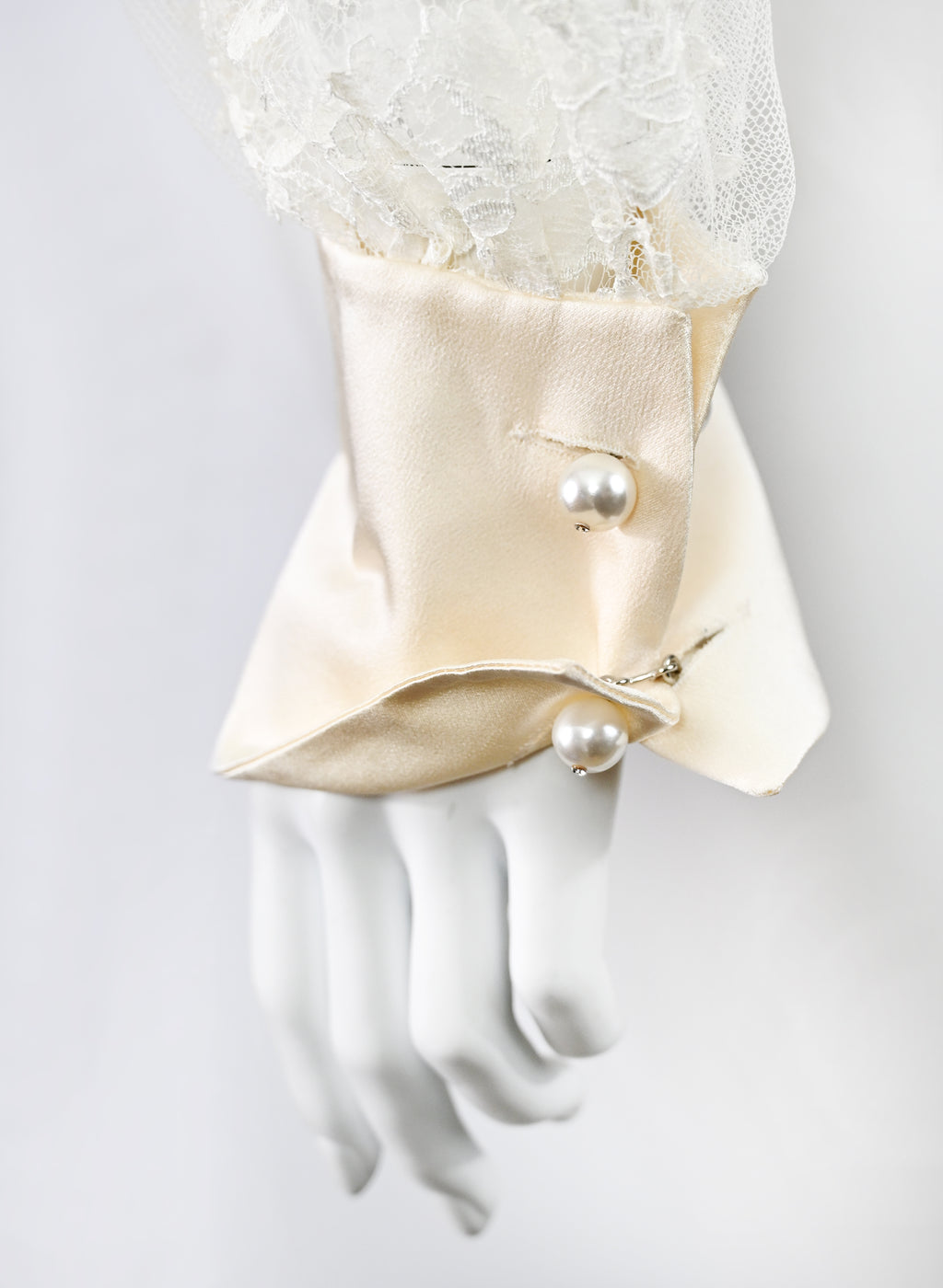 Valentino Lace Silk Blouse w Pearl Buttons