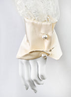 Valentino Lace Silk Blouse w Pearl Buttons