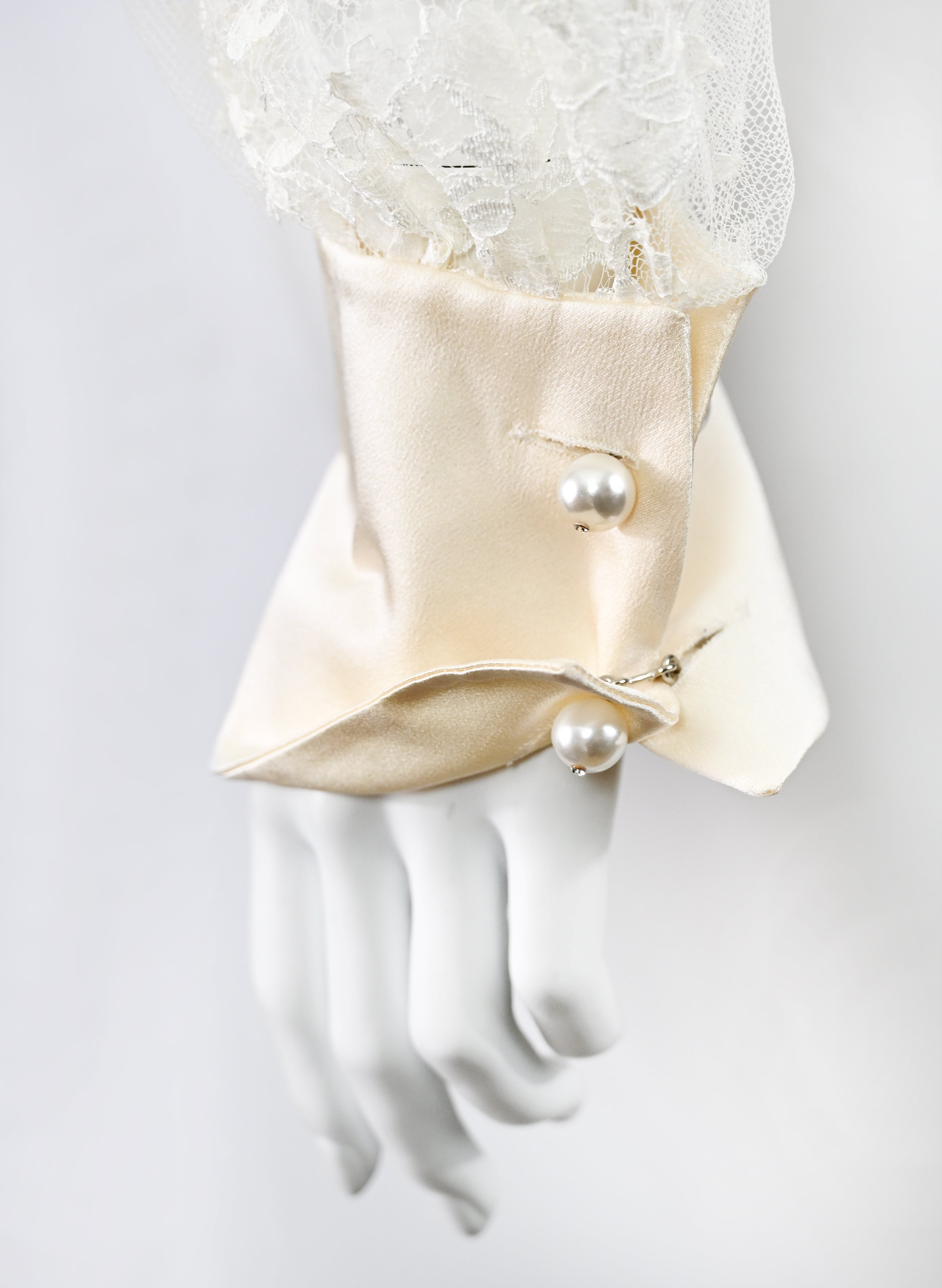 Valentino Lace Silk Blouse w Pearl Buttons
