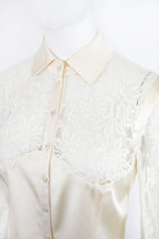 Valentino Lace Silk Blouse w Pearl Buttons