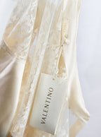 Valentino Lace Silk Blouse w Pearl Buttons