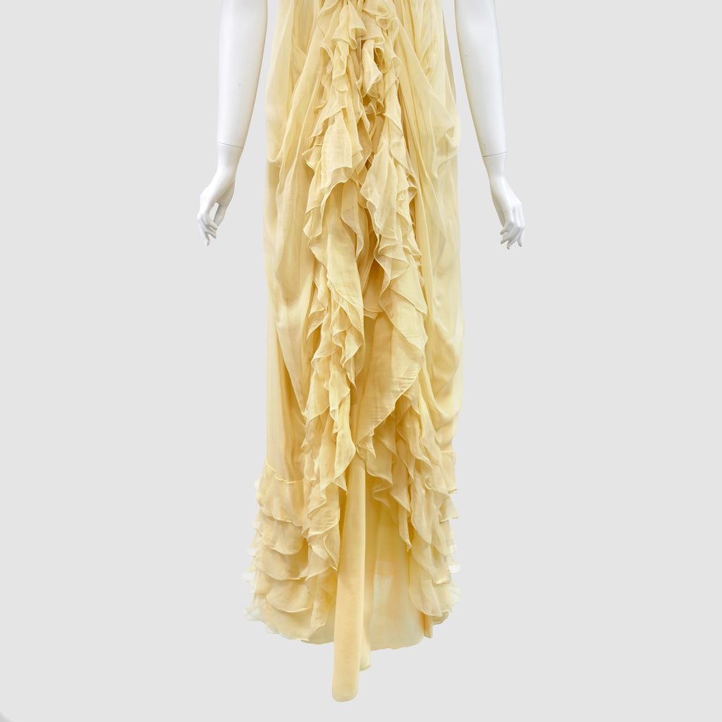 Valentino FW 2011 Yellow Chiffon Silk Ruffle Dress