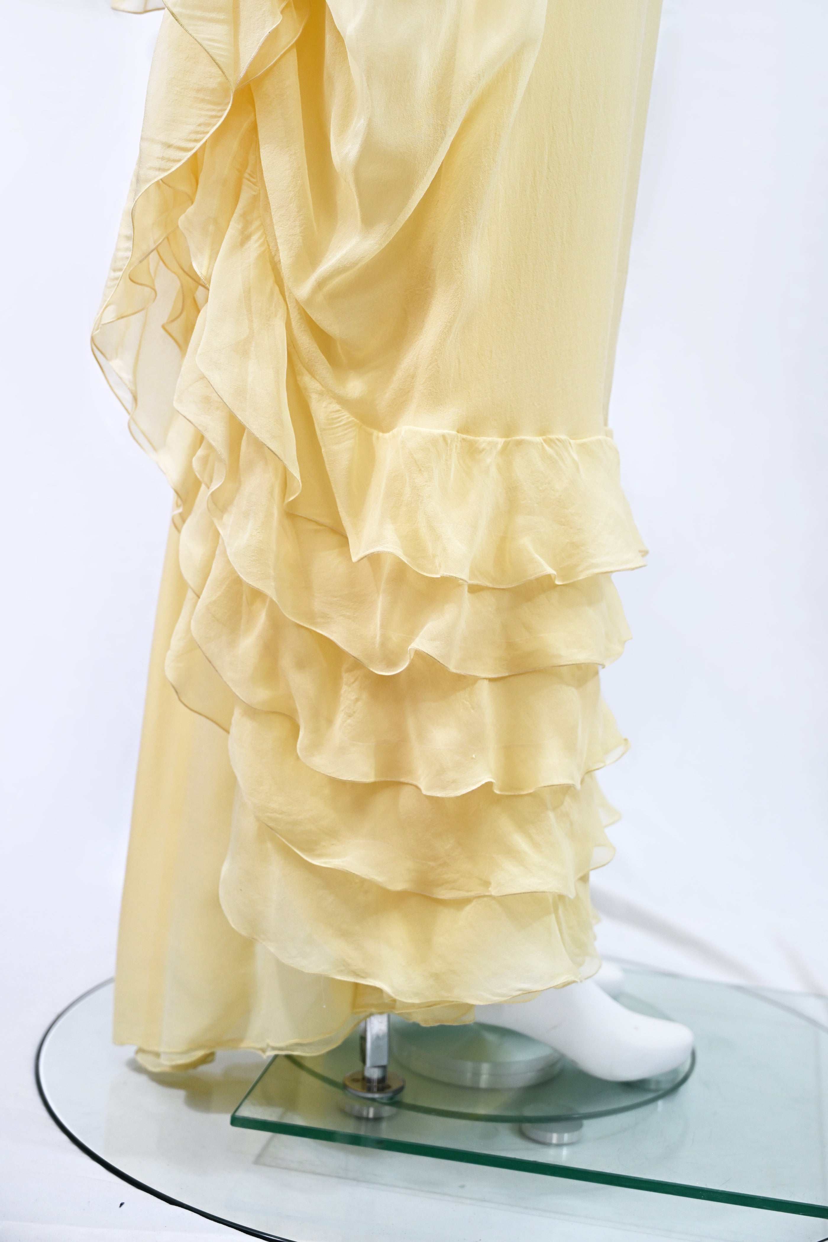 Valentino FW 2011 Yellow Chiffon Silk Ruffle Dress