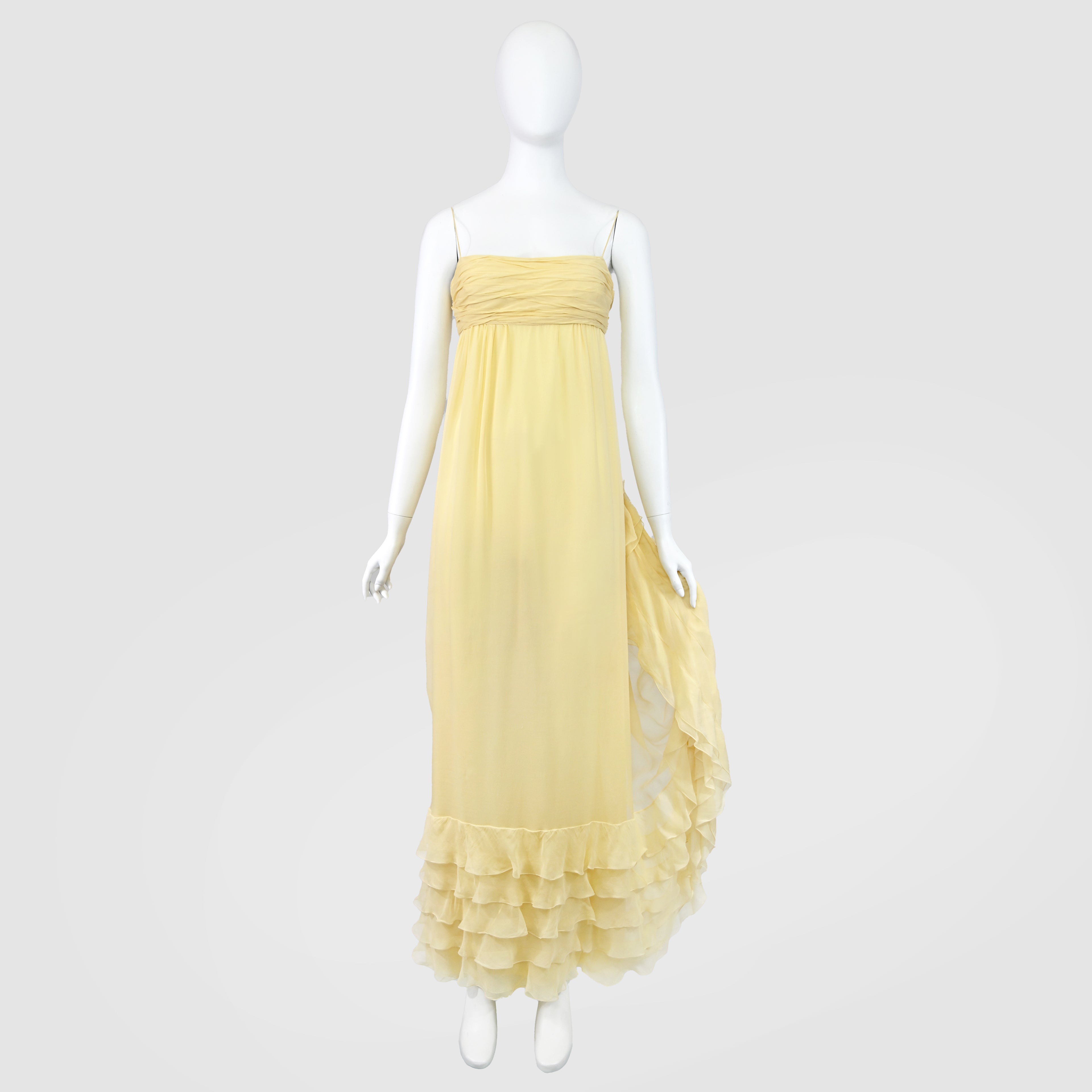 Valentino FW 2011 Yellow Chiffon Silk Ruffle Dress