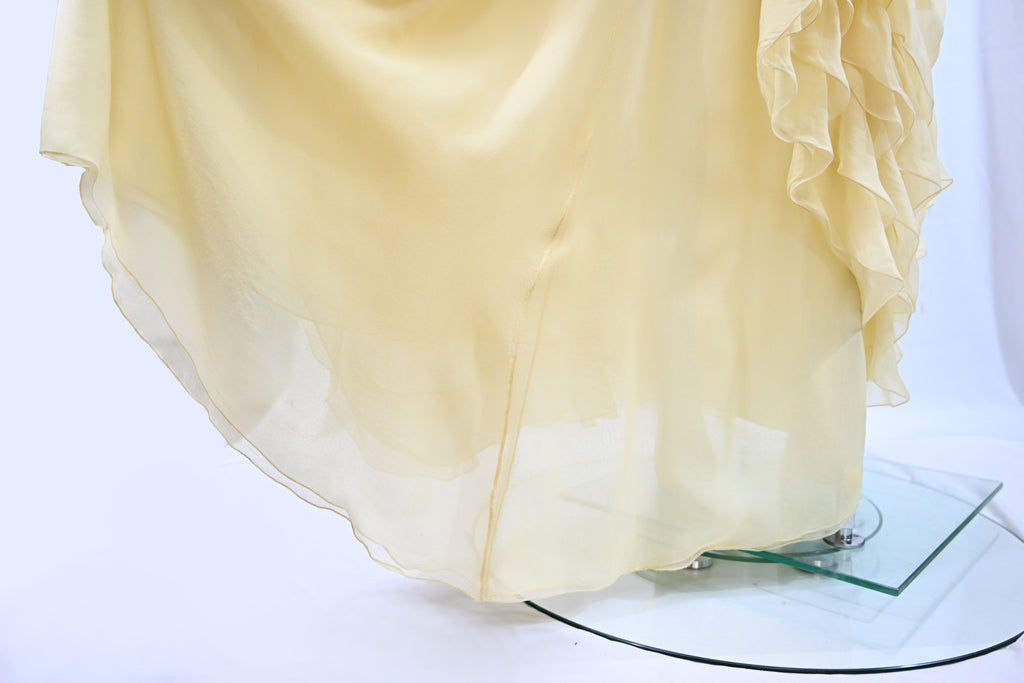 Valentino FW 2011 Yellow Chiffon Silk Ruffle Dress