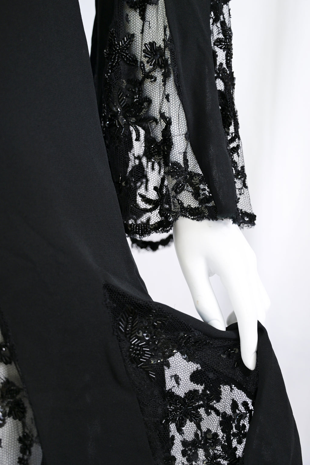 Valentino 2000s Embellished Silk Dress with Bell Sleeves