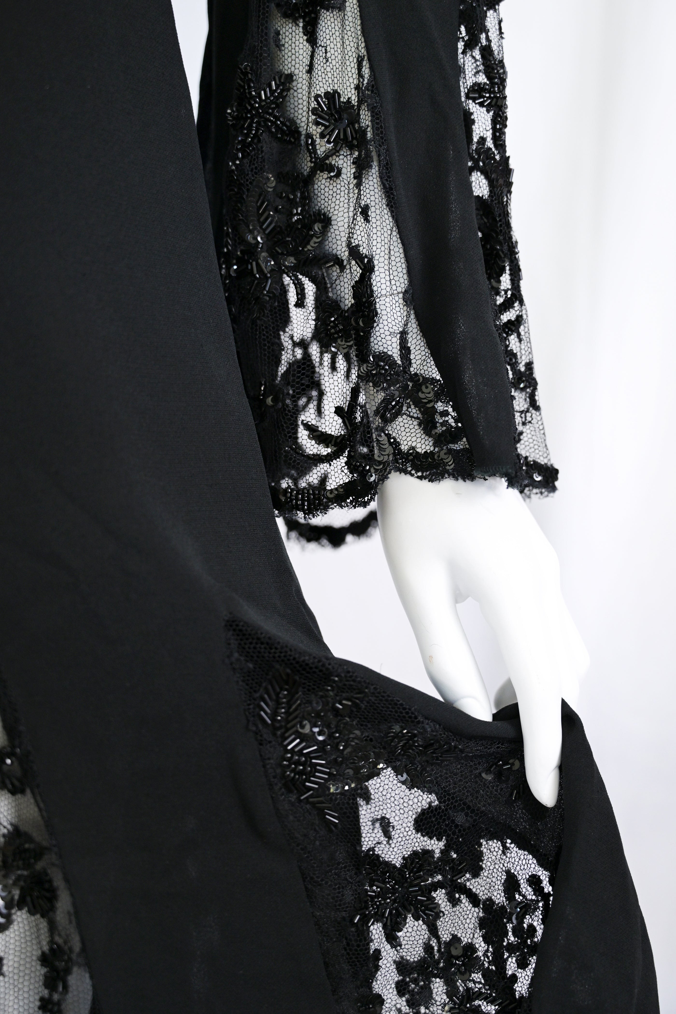 Valentino 2000s Embellished Silk Dress with Bell Sleeves