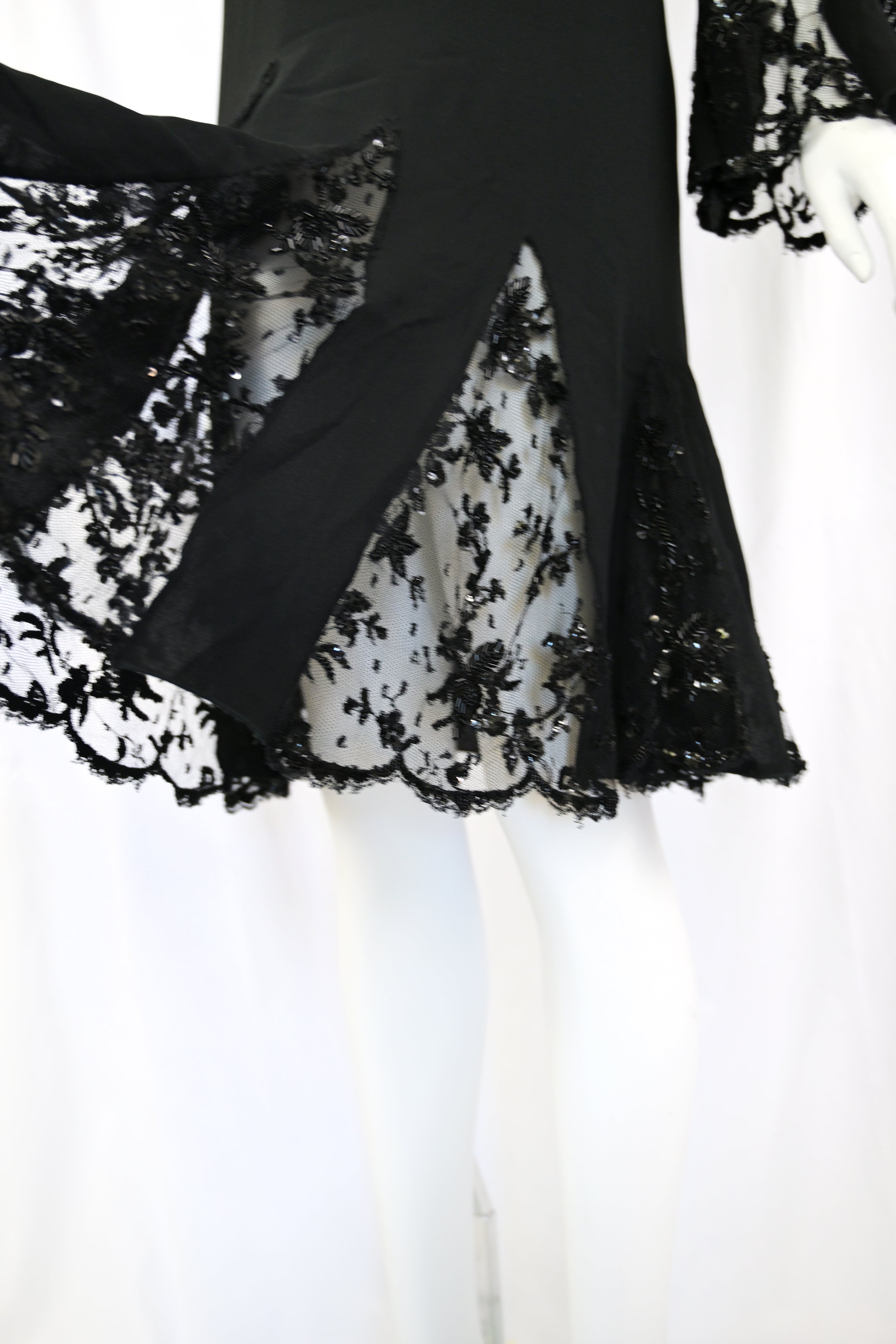 Valentino 2000s Embellished Silk Dress with Bell Sleeves