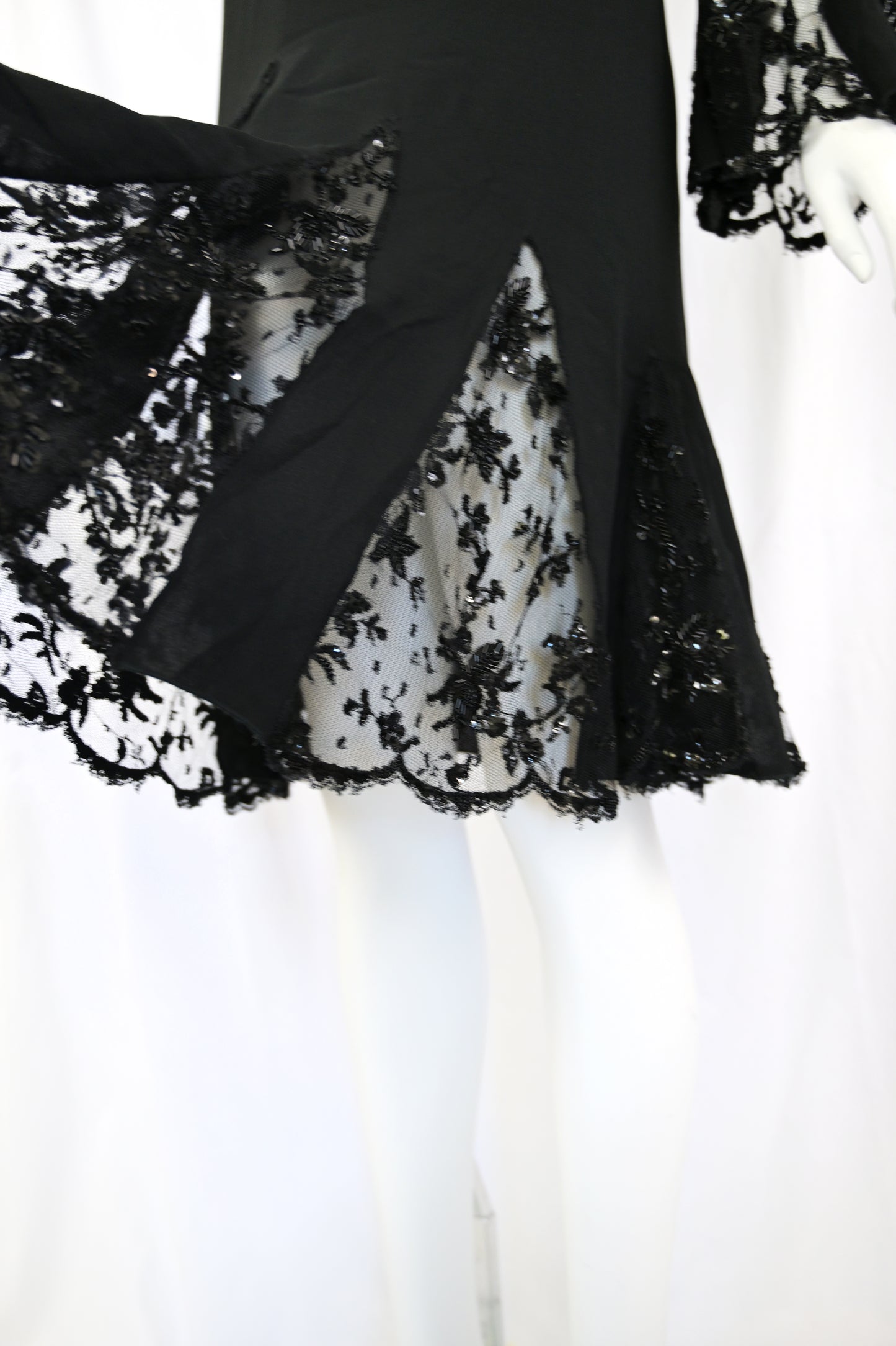 Valentino 2000s Embellished Silk Dress with Bell Sleeves