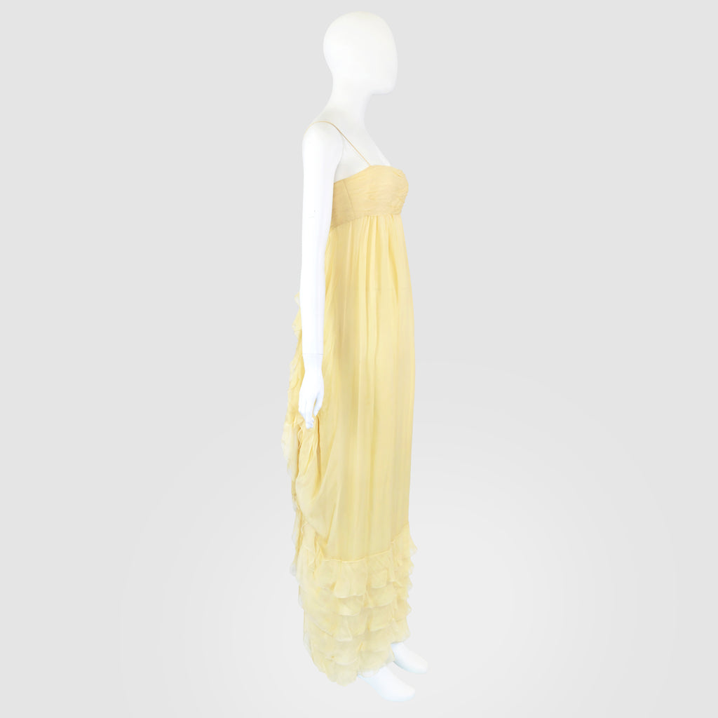 Valentino FW 2011 Yellow Chiffon Silk Ruffle Dress