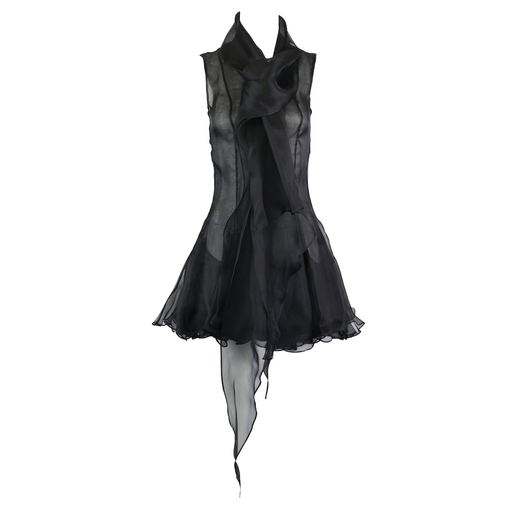 Olivier Theyskens Organza Flared Dress with Long Sash