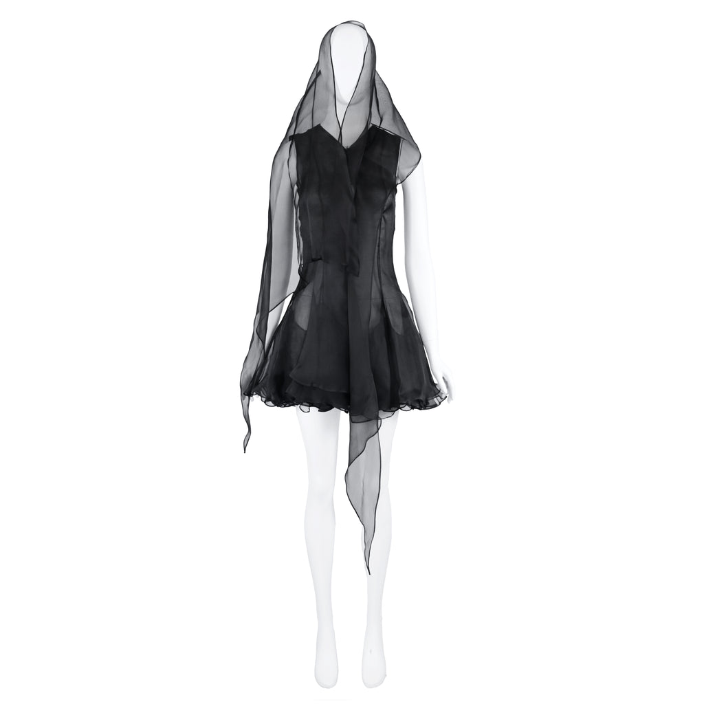 Olivier Theyskens Organza Flared Dress with Long Sash