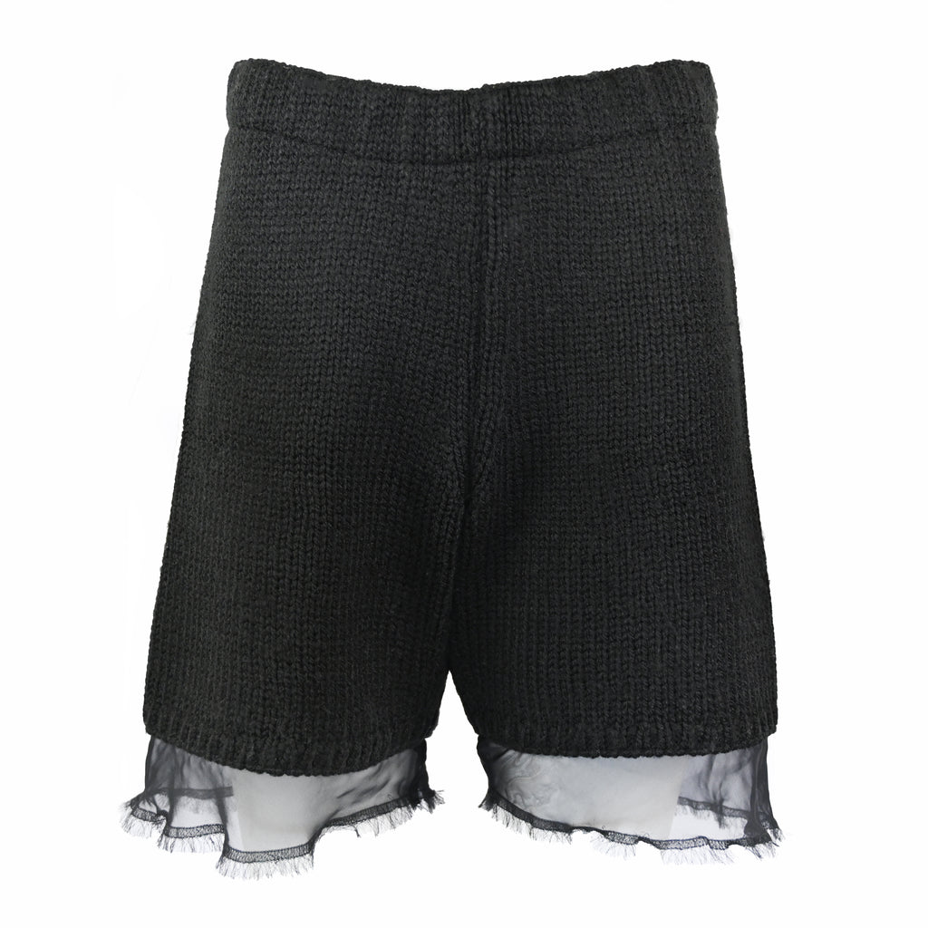 Comme Des Garçons Wool Shorts with Organza Trim