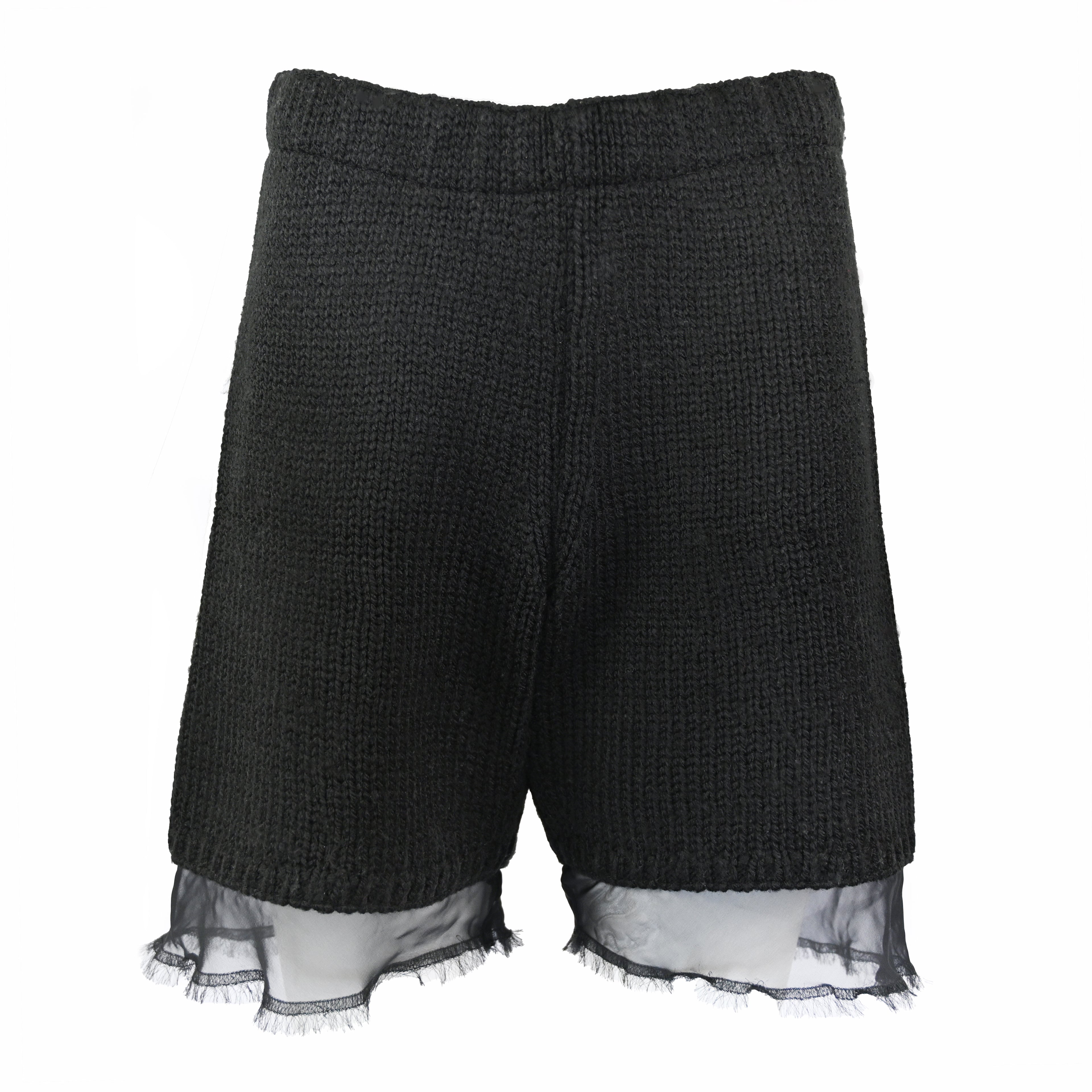 Comme Des Garçons Wool Shorts with Organza Trim