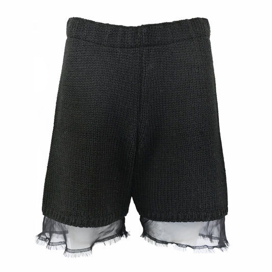 Comme Des Garçons Wool Shorts with Organza Trim
