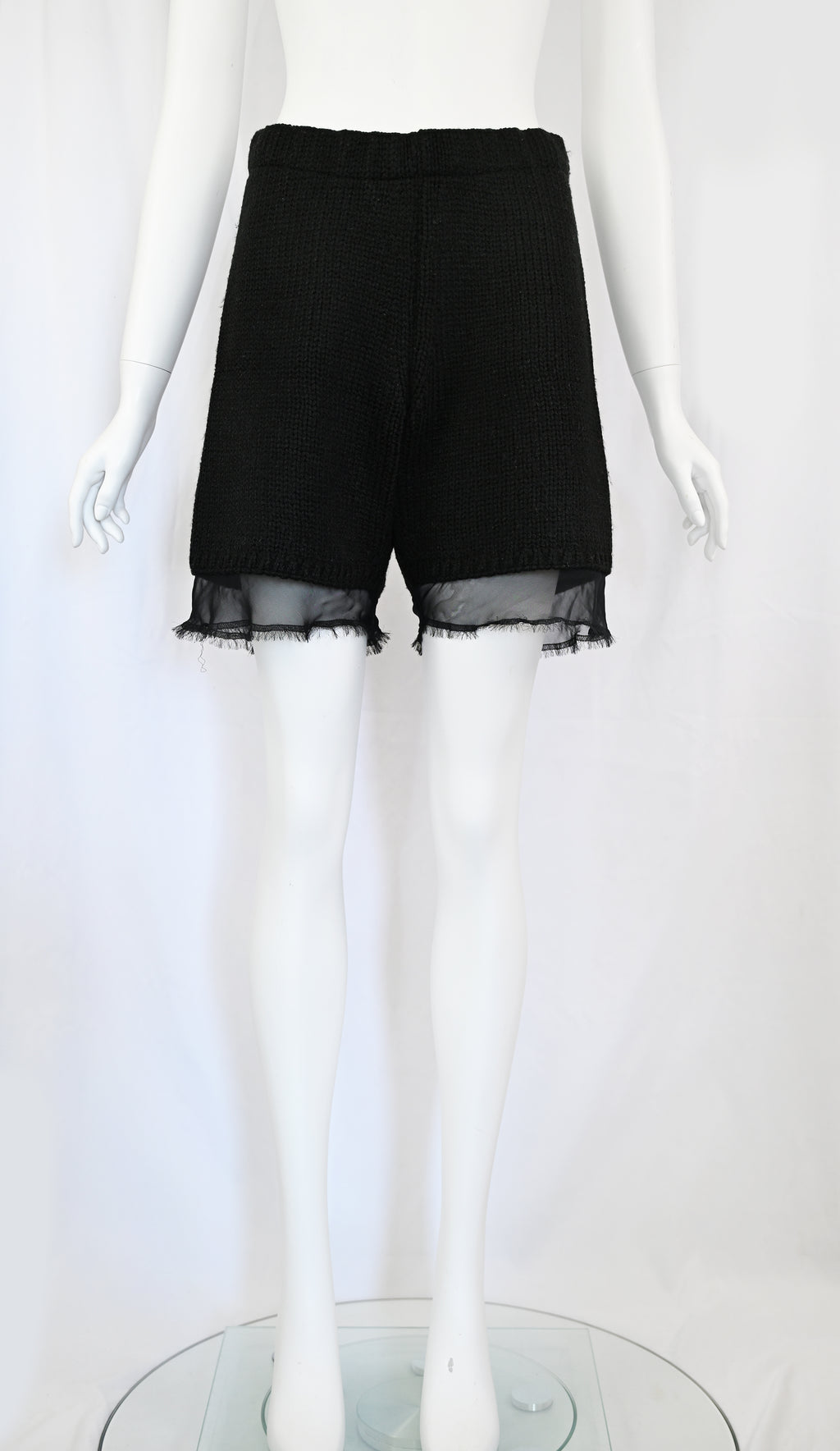 Comme Des Garçons Wool Shorts with Organza Trim