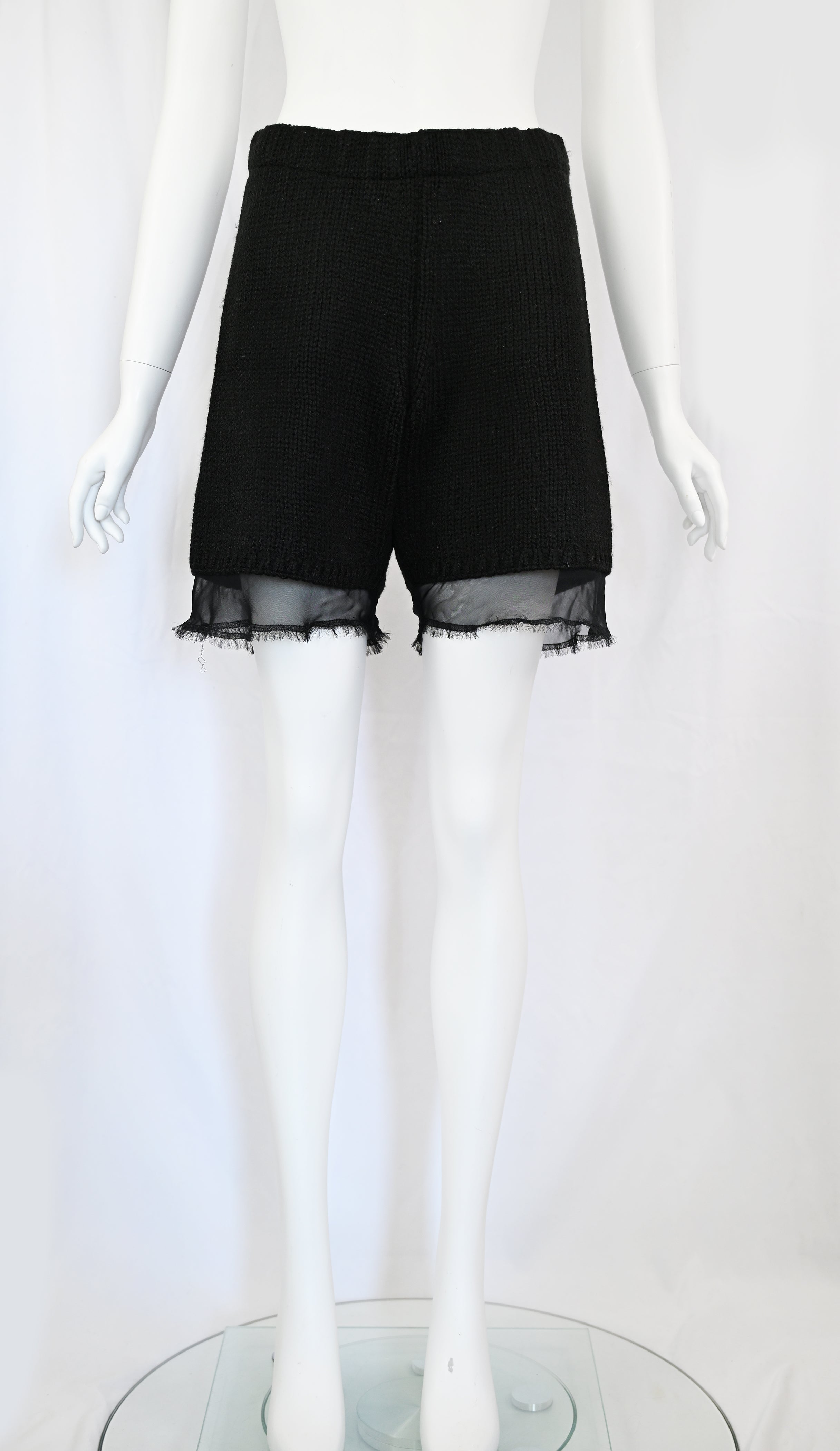 Comme Des Garçons Wool Shorts with Organza Trim