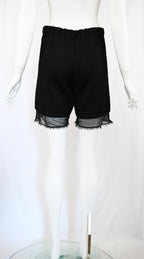 Comme Des Garçons Wool Shorts with Organza Trim