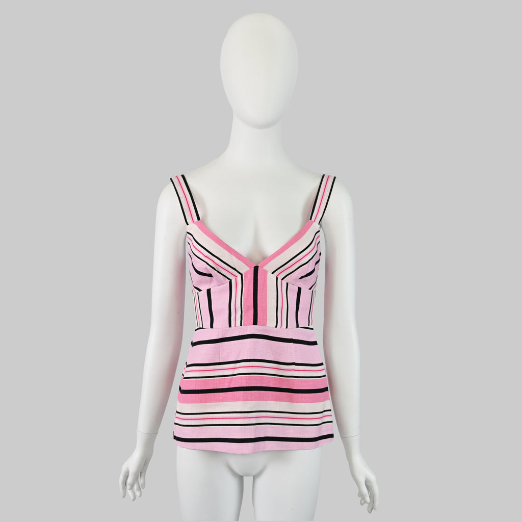 Valentino R.E.D Striped Bustier Top