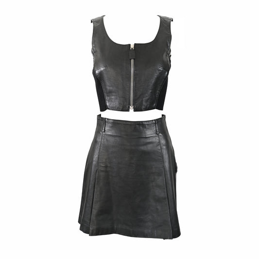 Prada FW 1994 Leather Bustier and Skirt Set