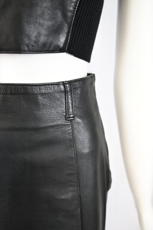 Prada FW 1994 Leather Bustier and Skirt Set