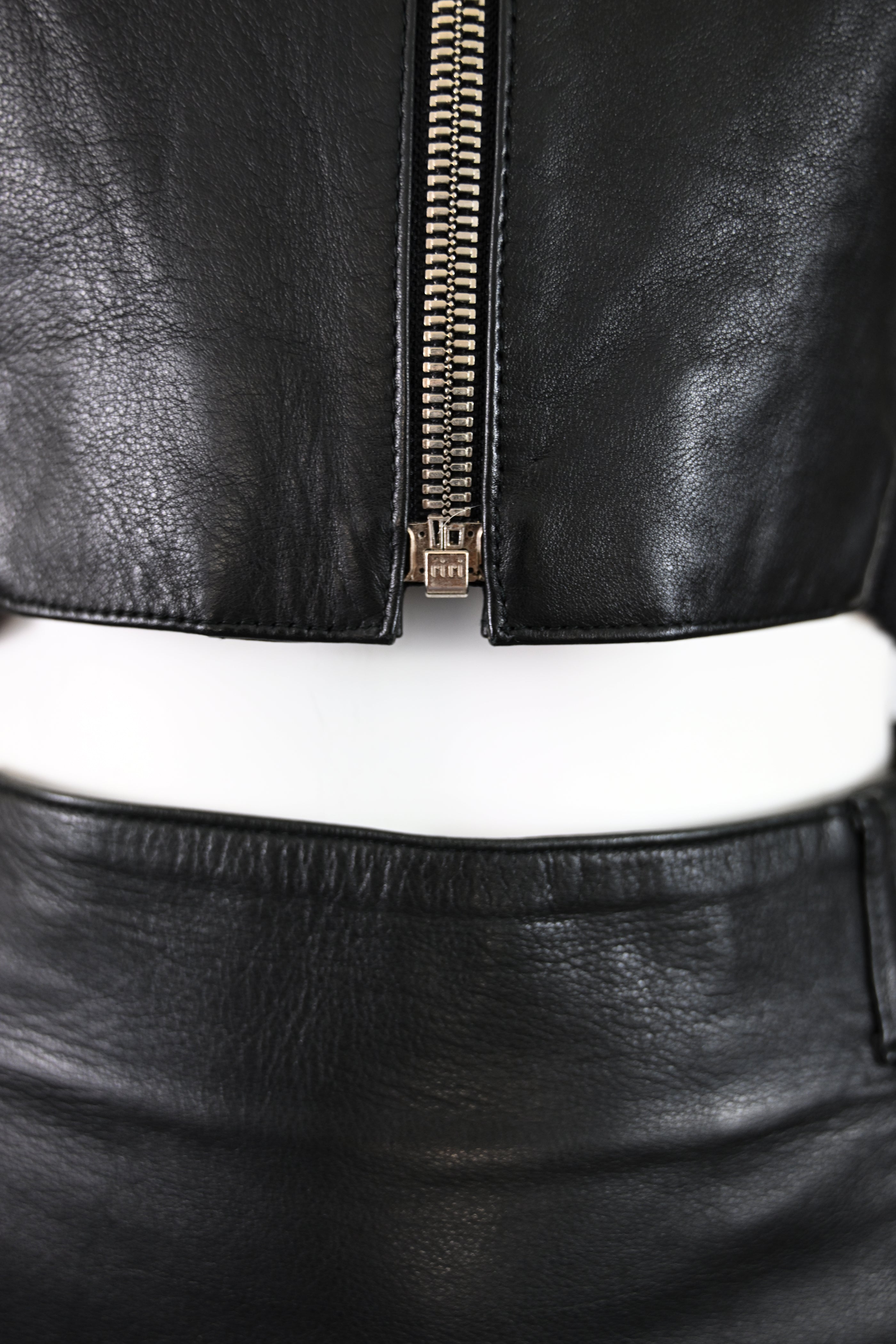 Prada FW 1994 Leather Bustier and Skirt Set