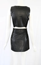 Prada FW 1994 Leather Bustier and Skirt Set