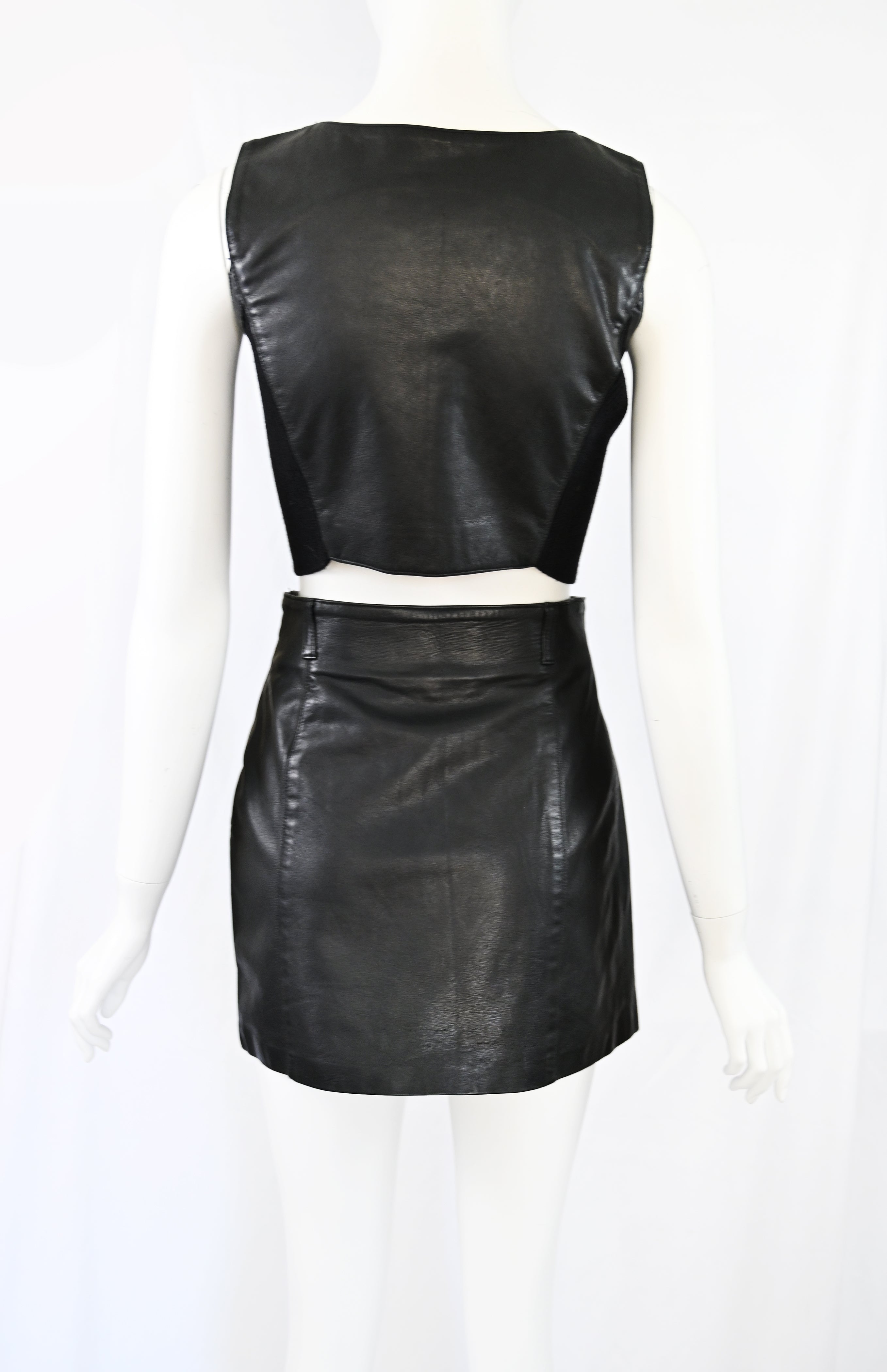 Prada FW 1994 Leather Bustier and Skirt Set