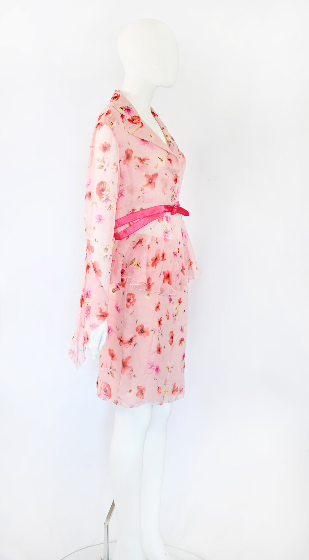 Valentino SS 2004 Floral Chiffon Silk Skirt Set