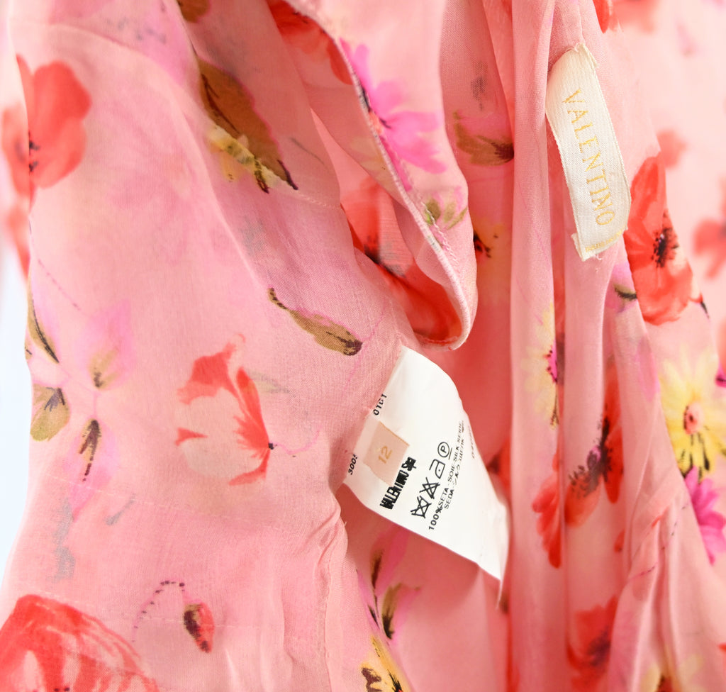 Valentino SS 2004 Floral Chiffon Silk Skirt Set